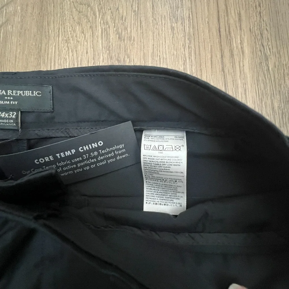 NWT Banana Republic Core‎ Temp Chino Black Slim Fit 34x31 Lightweight Stretch